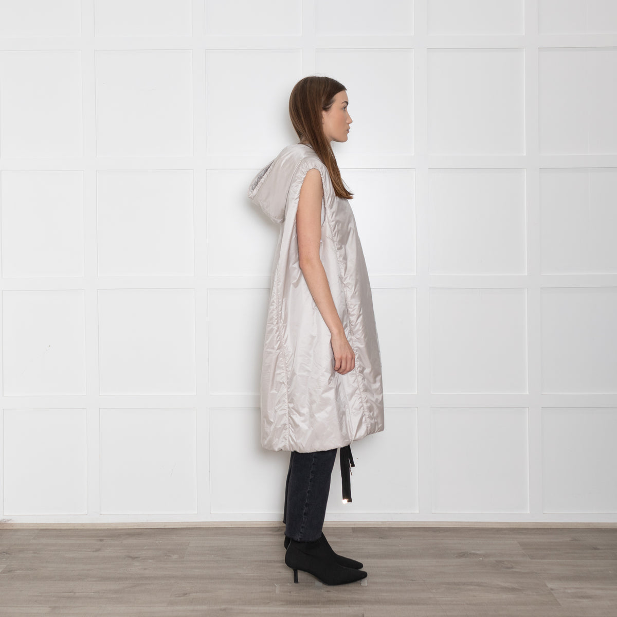Max Mara The Cube Cream Long Hooded Gilet