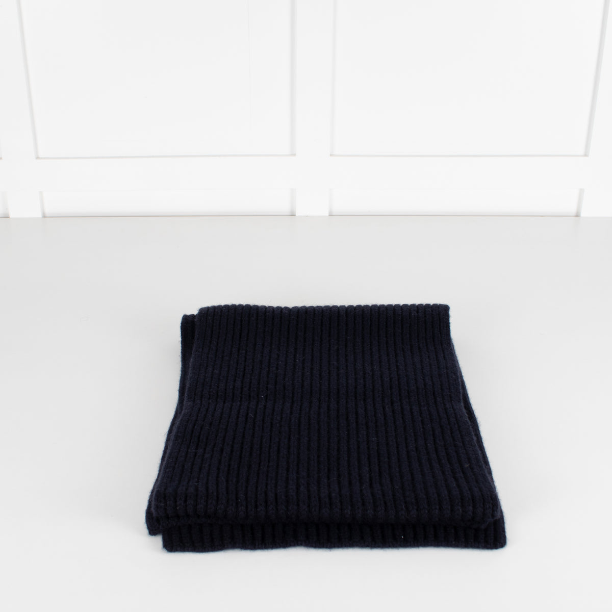 Loro Piana Navy Jumbo Rib Cashmere Scarf