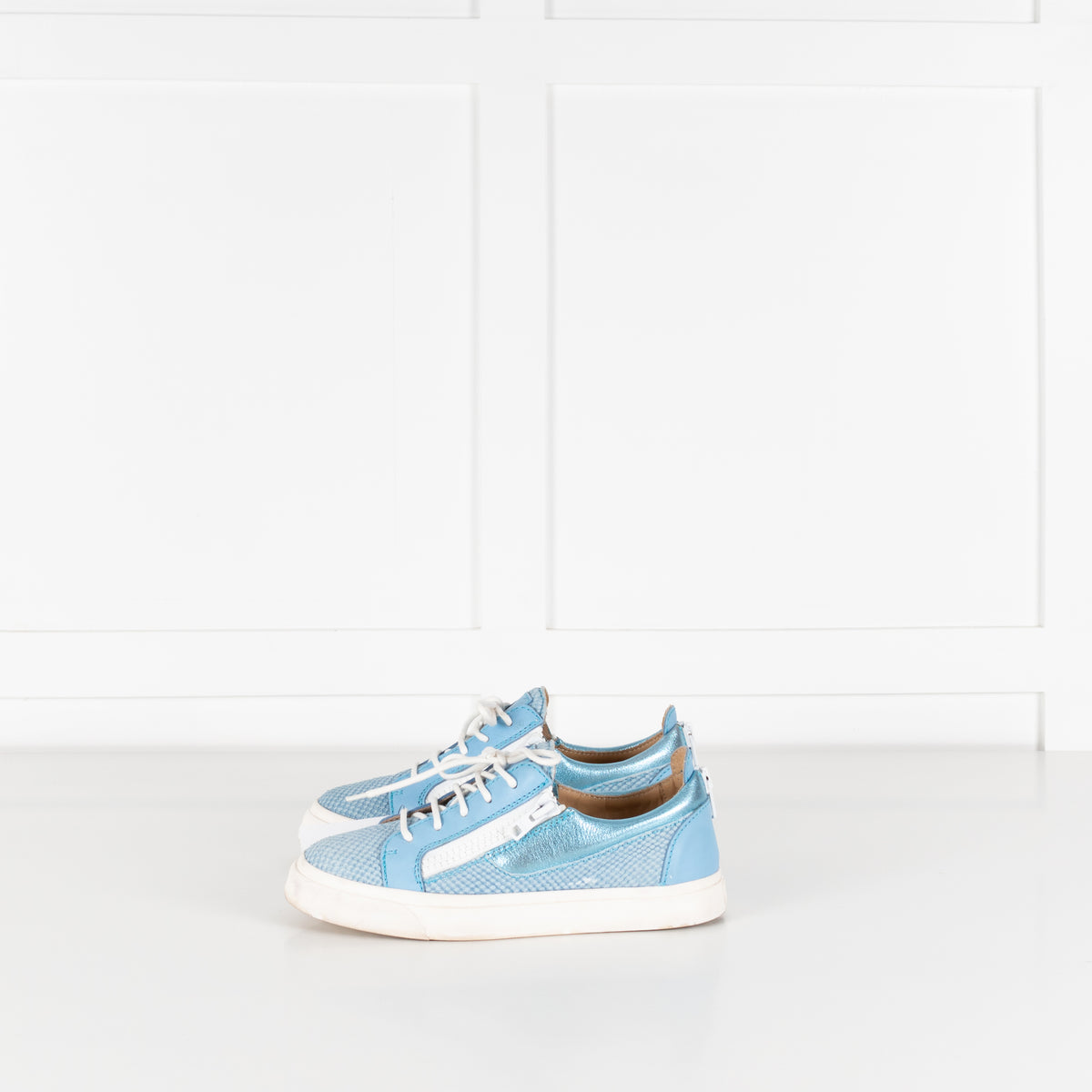 Giuseppe Zanotti Blue White Snake Skin Trainers