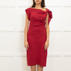 Prada Ruby Red Crepe Bow Neck Detail Dress