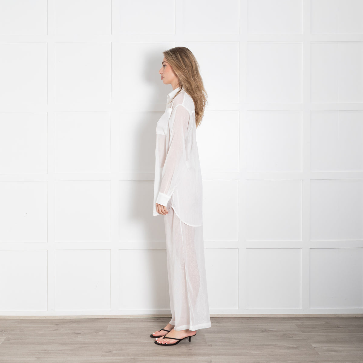 Jade Swim Two piece White With Silver Thread Shirt & Trousers