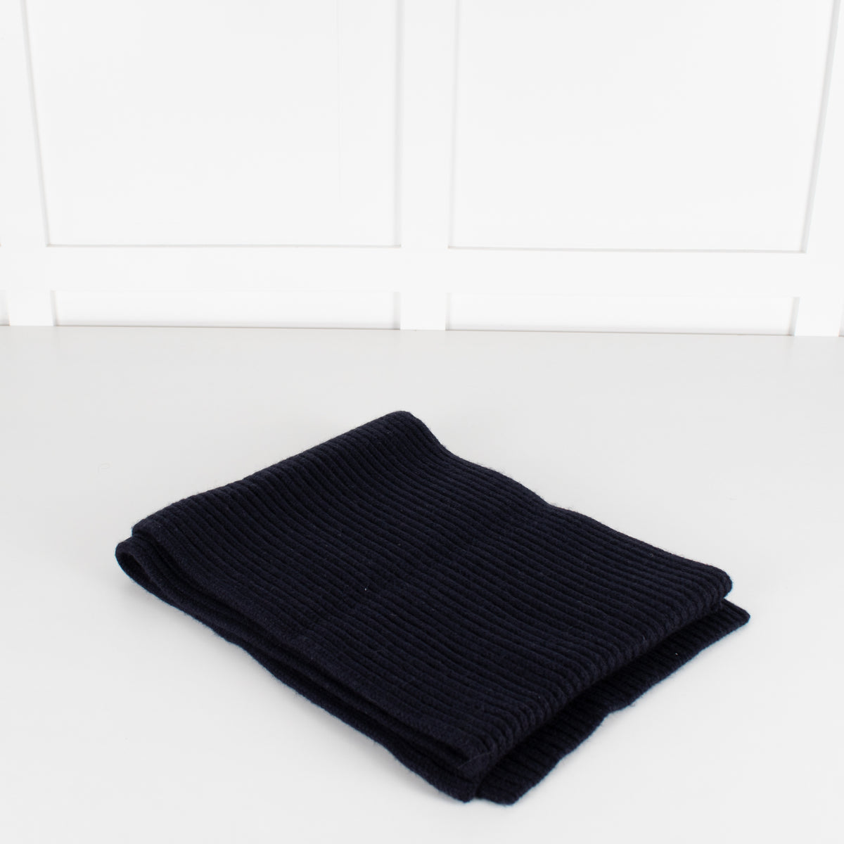 Loro Piana Navy Jumbo Rib Cashmere Scarf