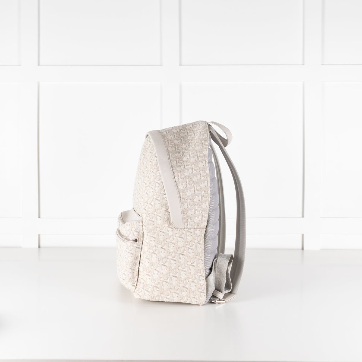 Dior White & Cream Canvas Monogram Rider Rucksack
