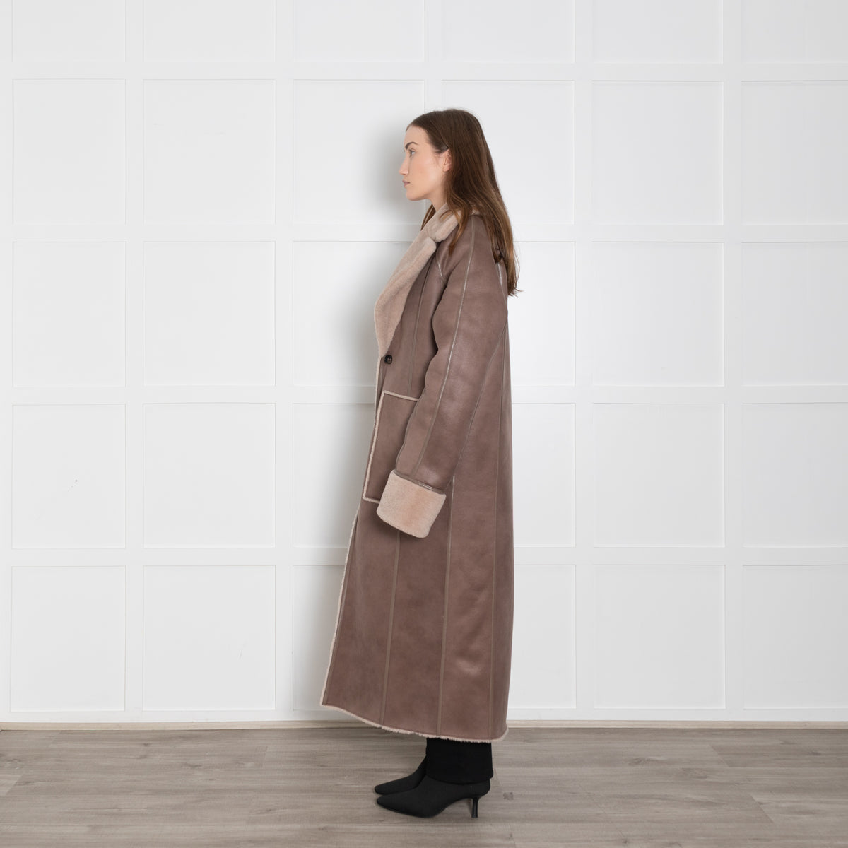 Urban Code Taupe Faux Fur Reversible Belted Coat