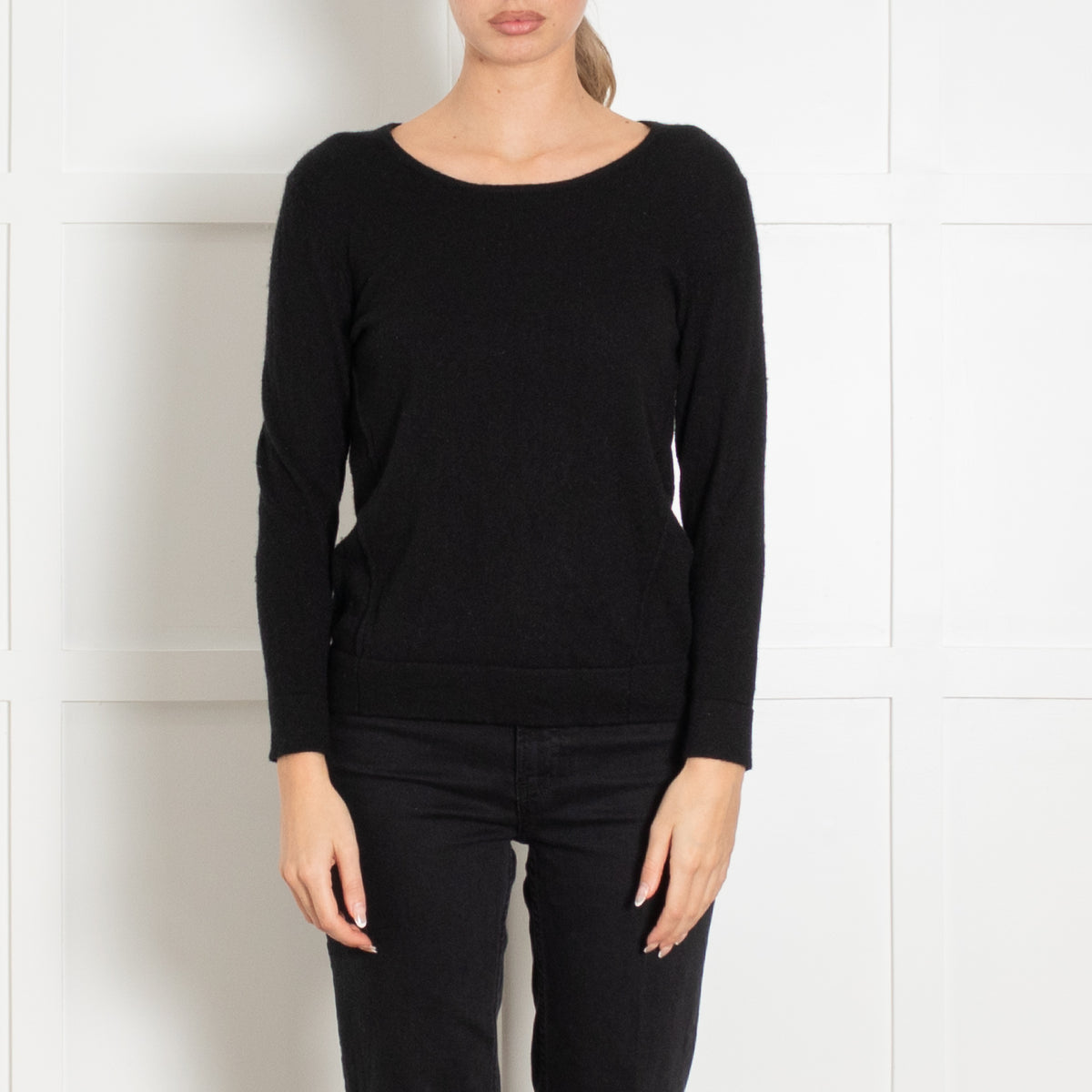 Joseph Black Round Neck Cashmere Blend Jumper