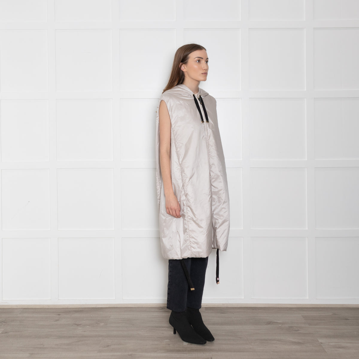 Max Mara The Cube Cream Long Hooded Gilet