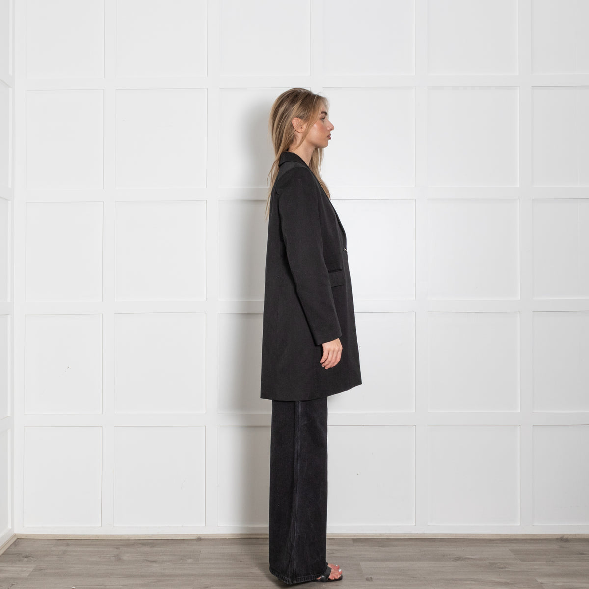 Ba&Sh Black Textured One Button Coat