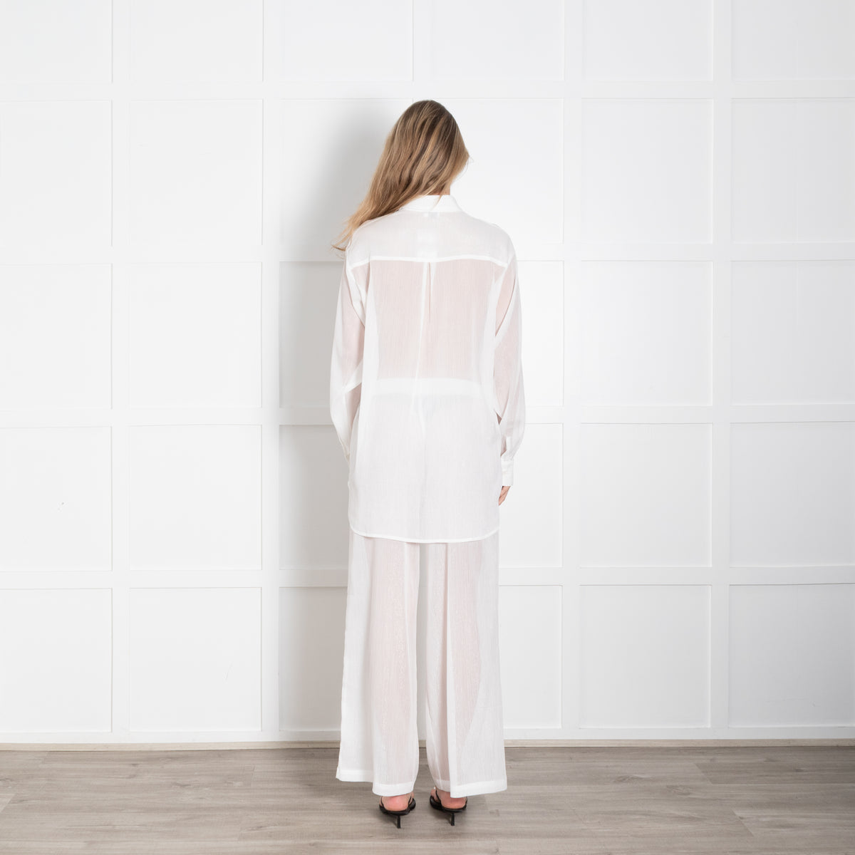 Jade Swim Two piece White With Silver Thread Shirt & Trousers