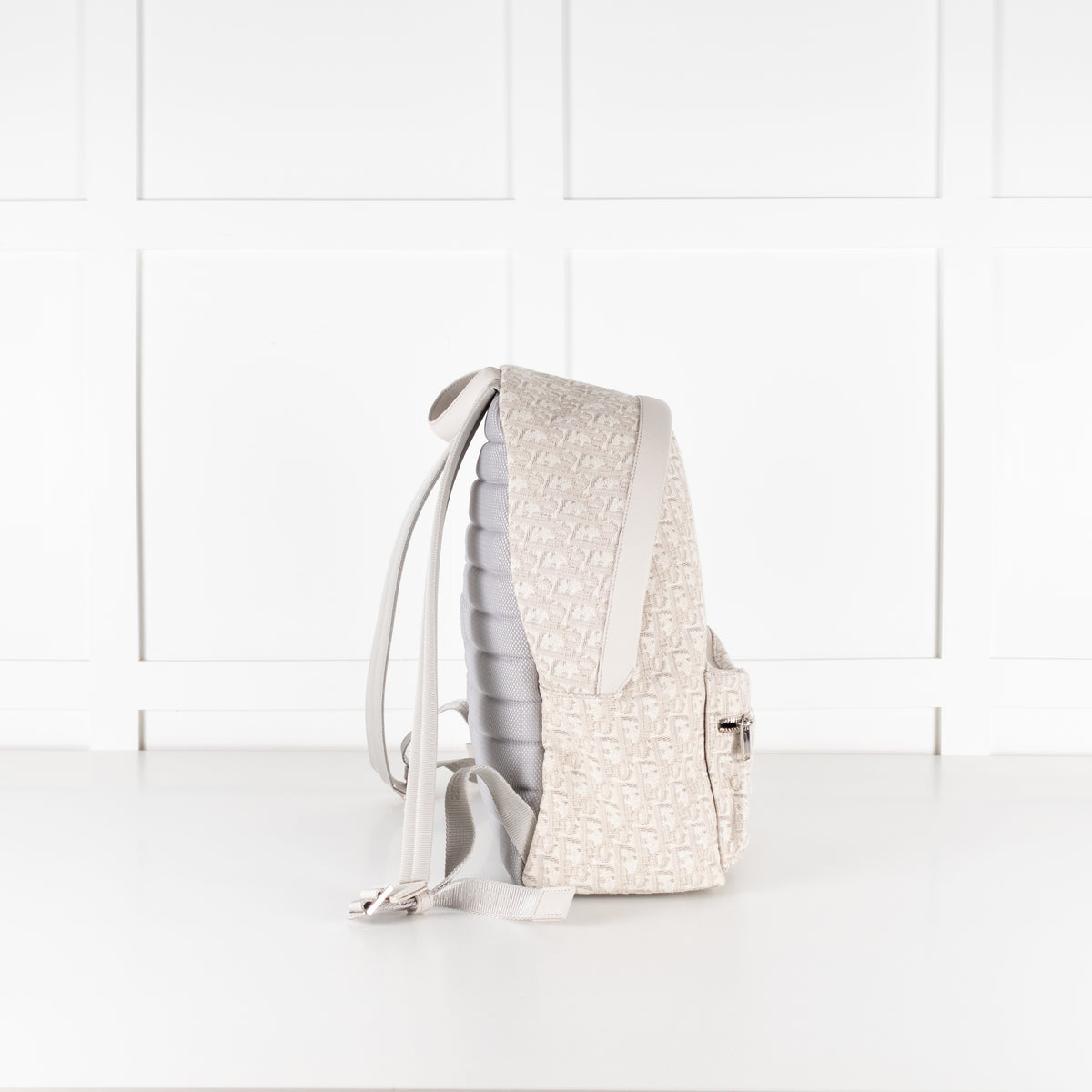 Dior White & Cream Canvas Monogram Rider Rucksack