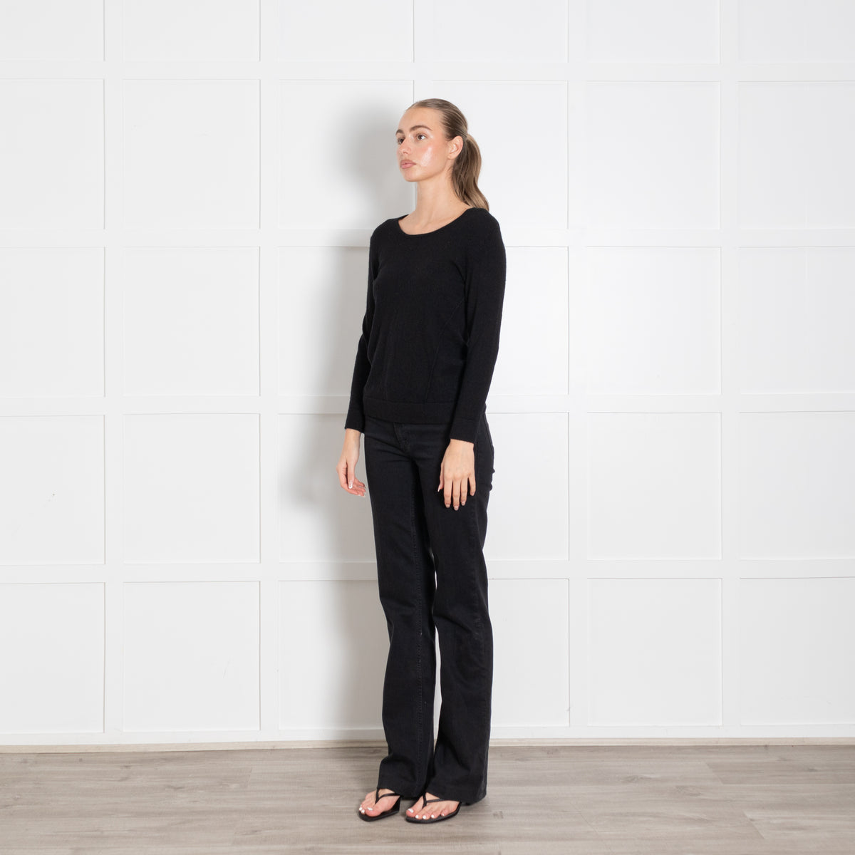 Joseph Black Round Neck Cashmere Blend Jumper