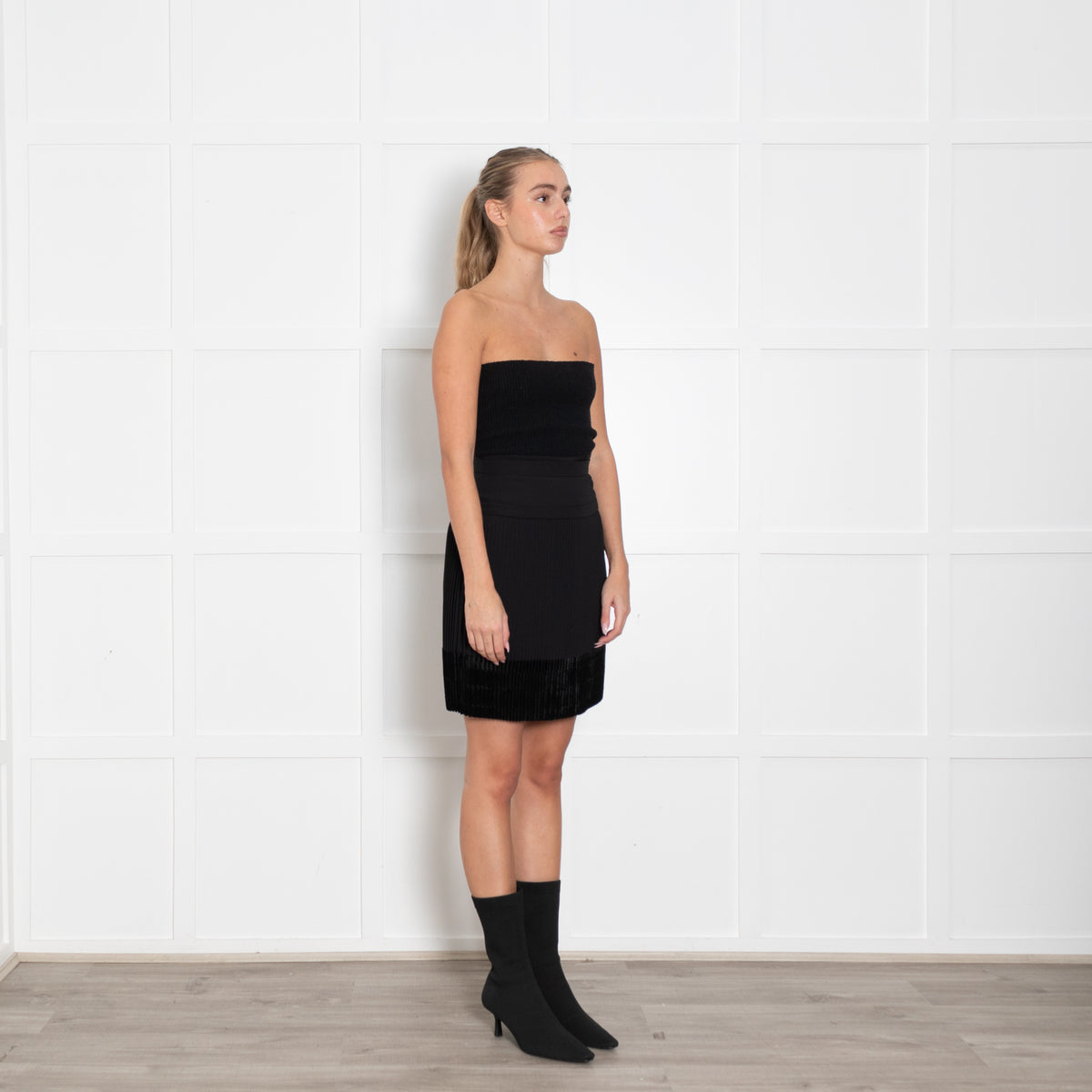 Carven Black Pleated Mini Skirt