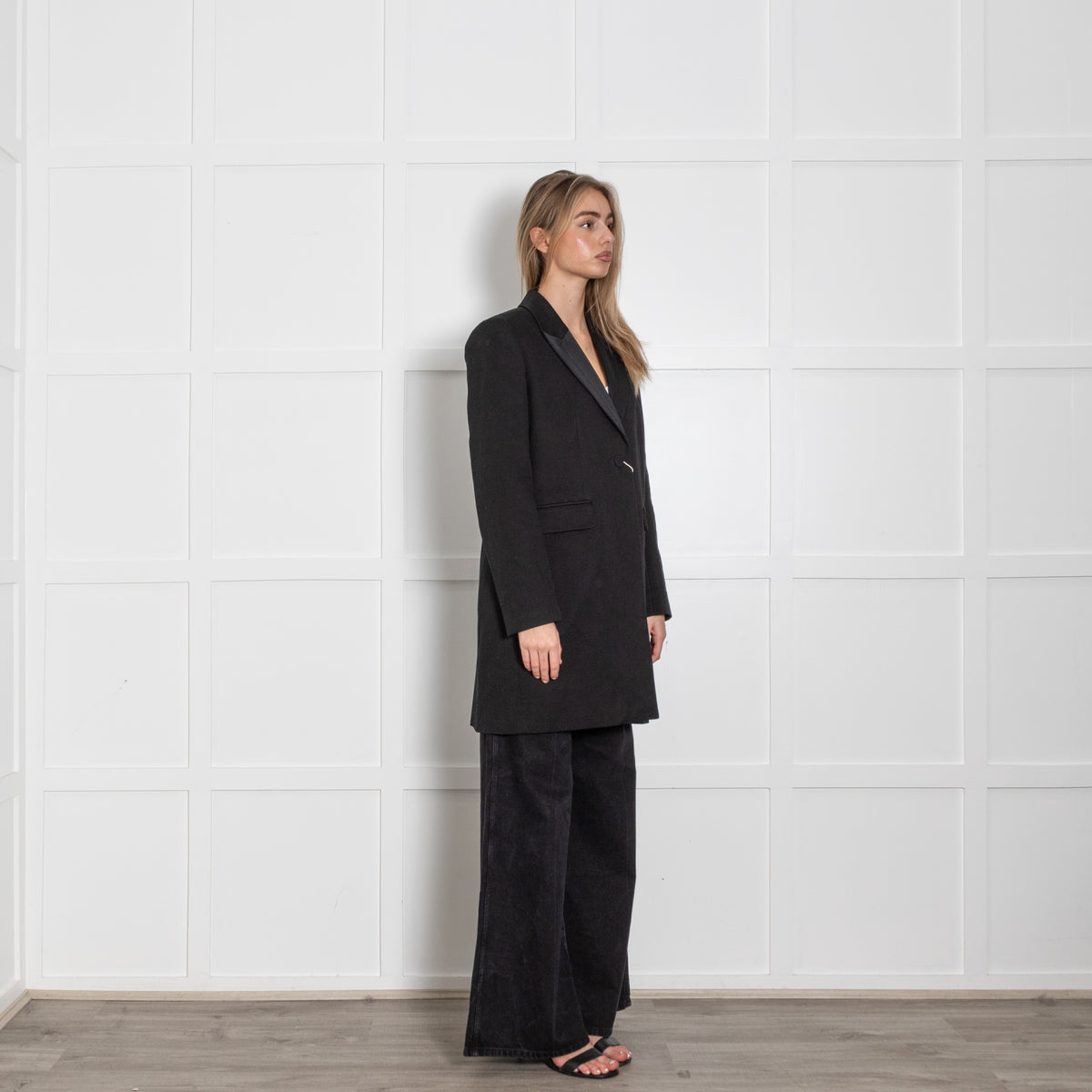 Ba&Sh Black Textured One Button Coat