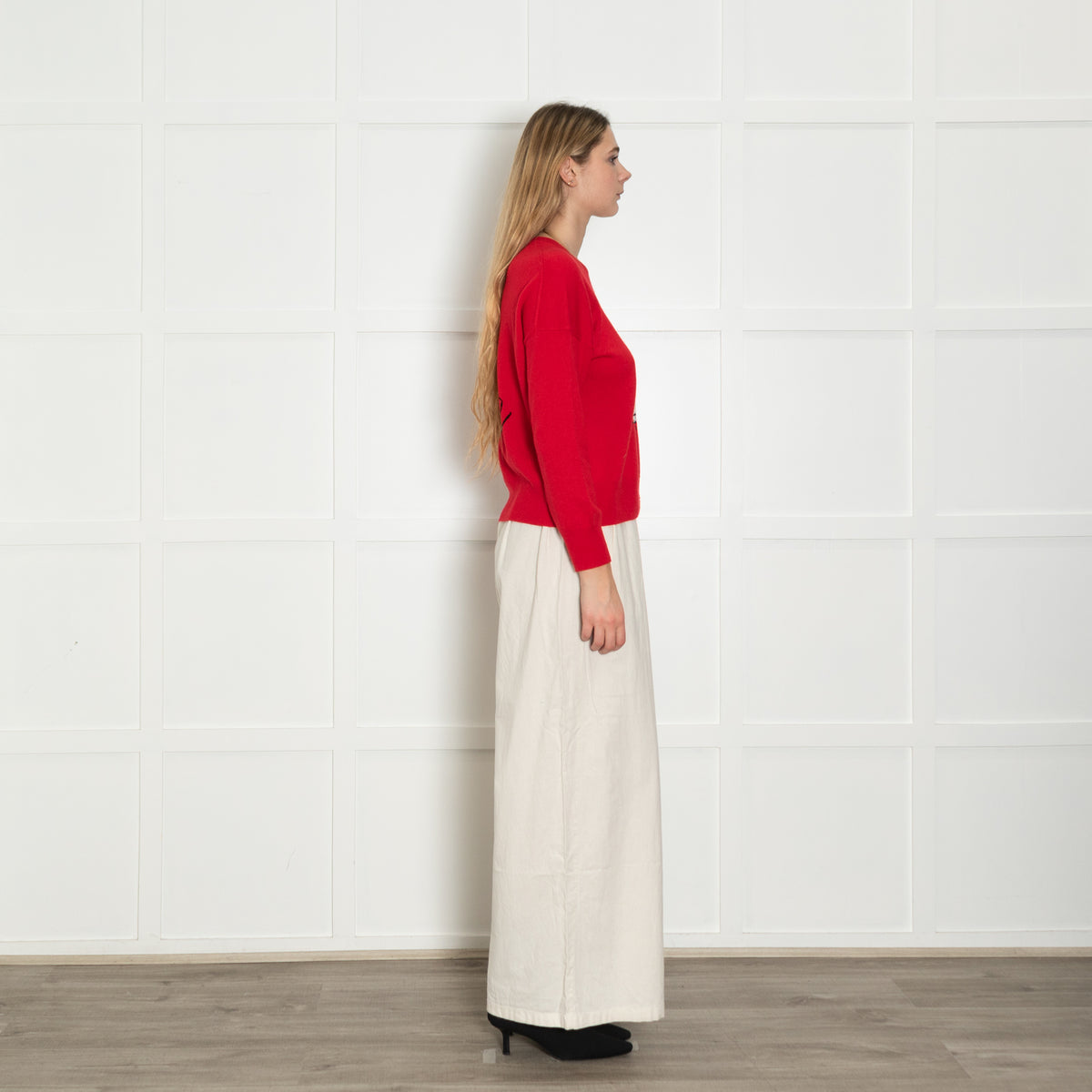 Chinti & Parker Red White Black Peanuts Cashmere Wool Blend Jumper