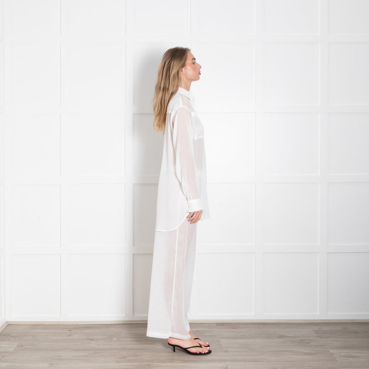Jade Swim Two piece White With Silver Thread Shirt & Trousers