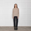 Wyse Oatmeal Cashmere Jumper with Sequin Star Elbow Patches