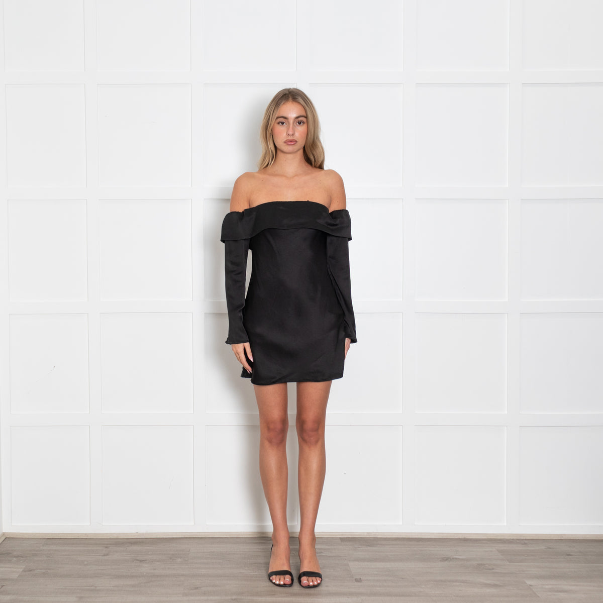 Reformation Black Off The Shoulder Mini Dress