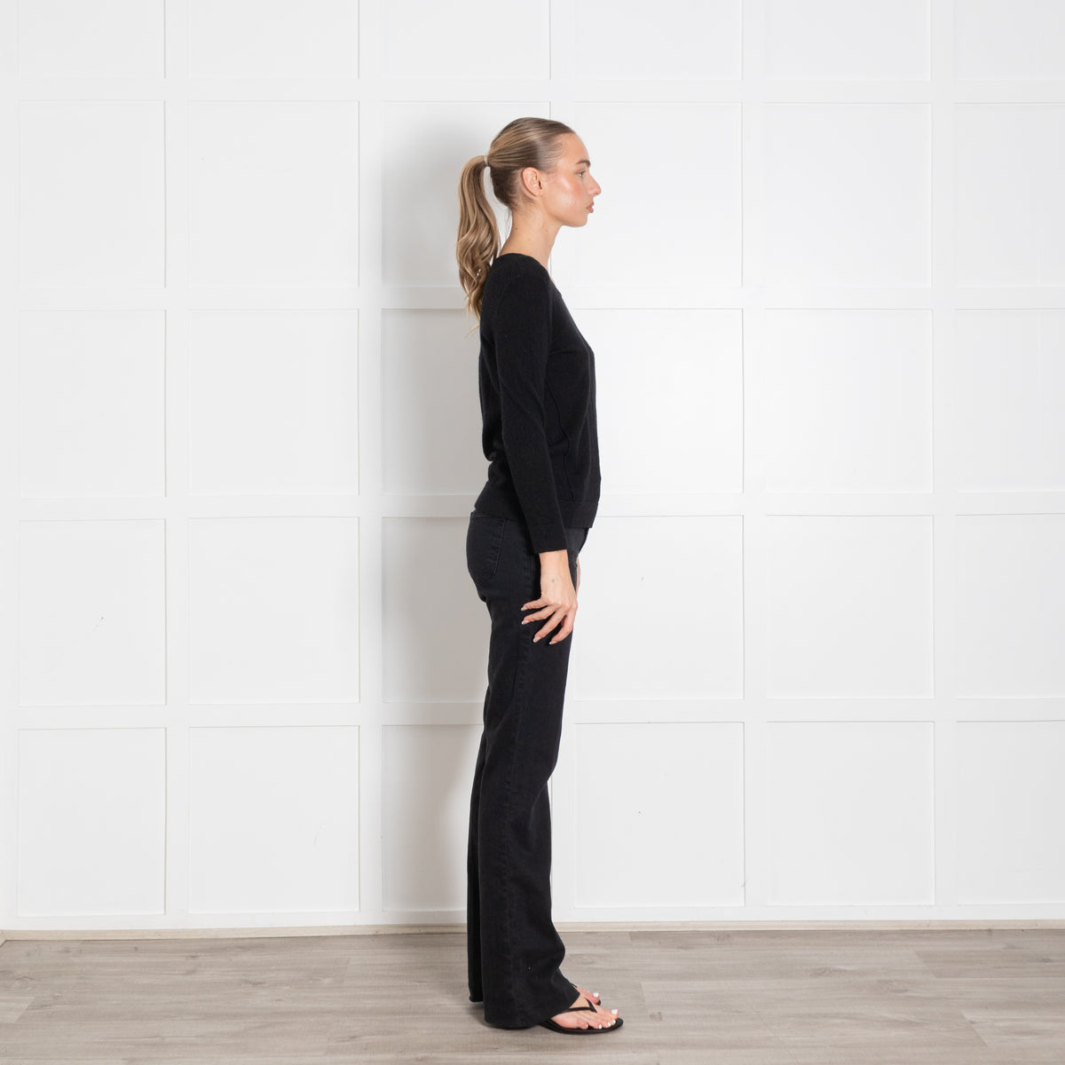 Joseph Black Round Neck Cashmere Blend Jumper