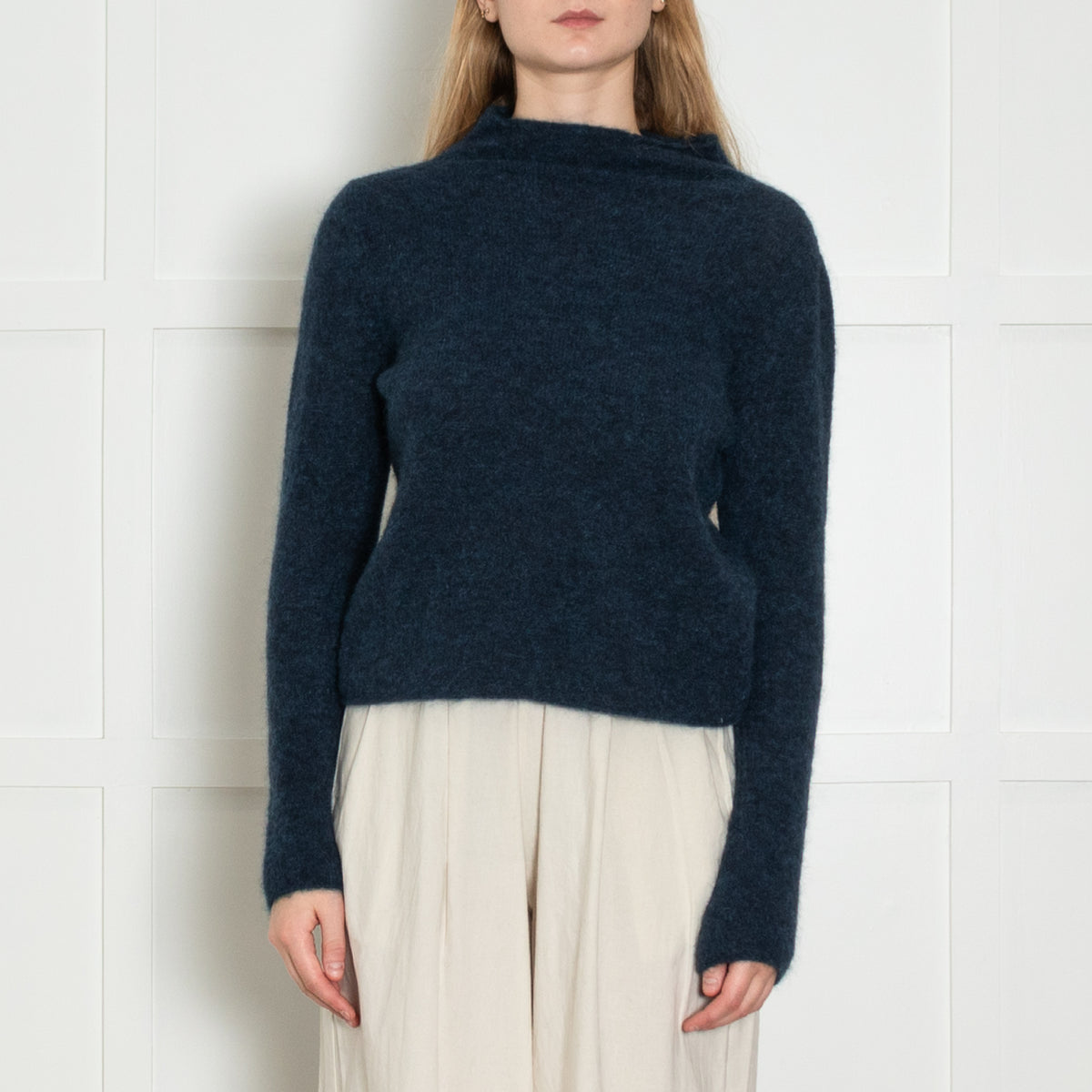 Sarah Pacini Midnight Blue Mohair Wool Jumper