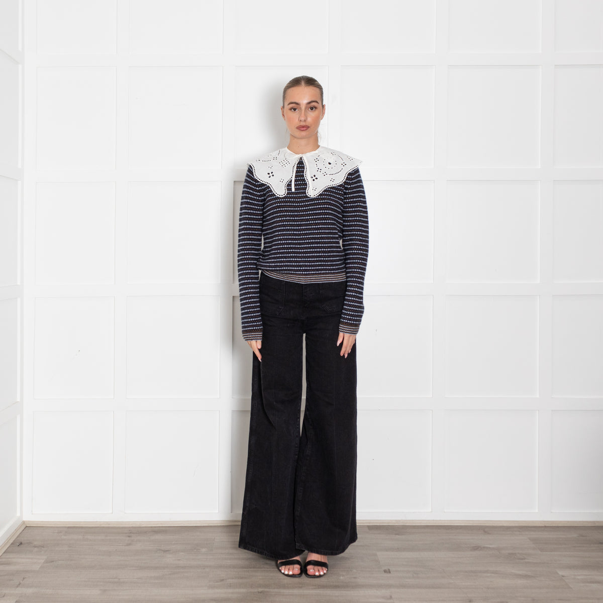 Ganni White Frill Collar With Ties