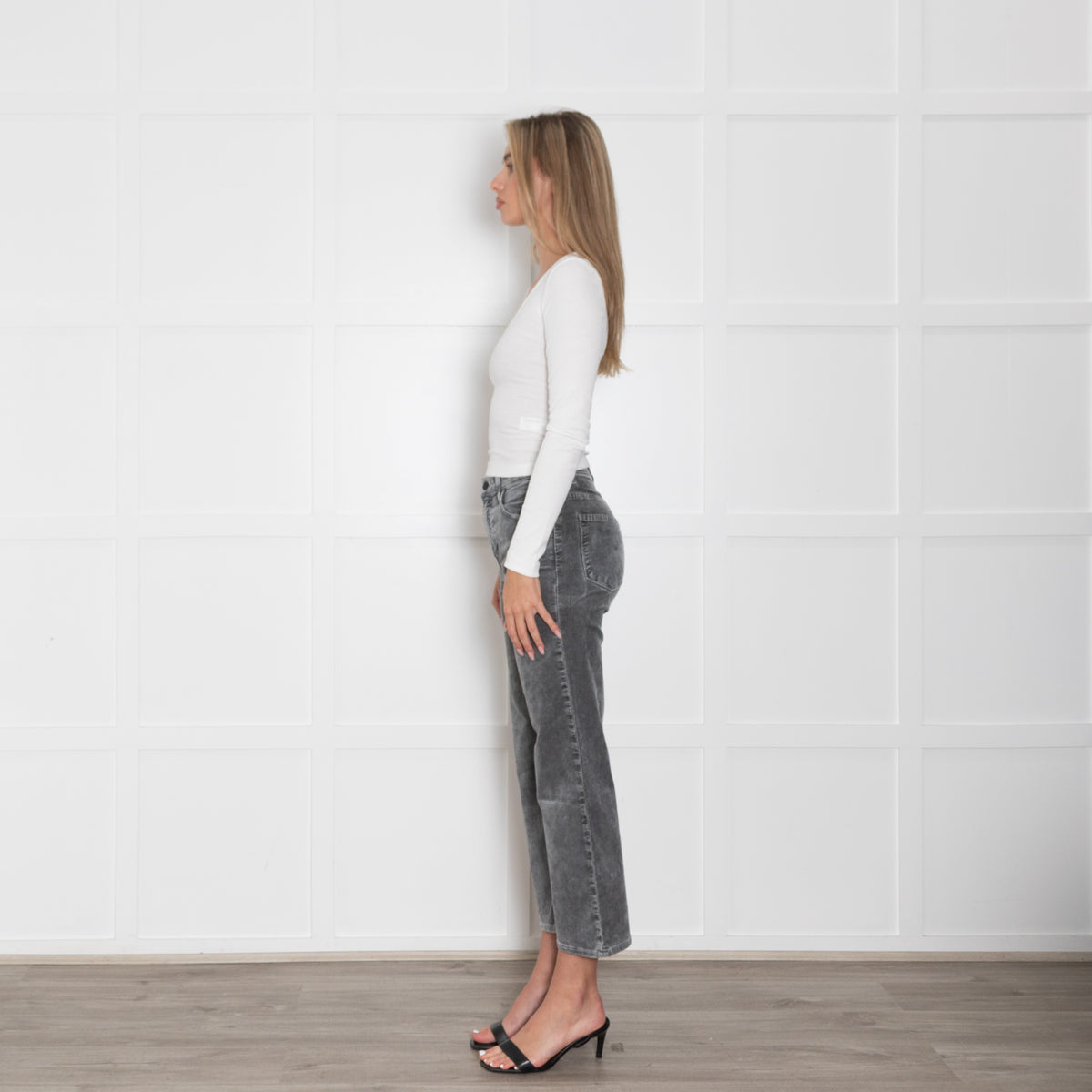 J Brand Grey Corduroy Straight Leg Trousers