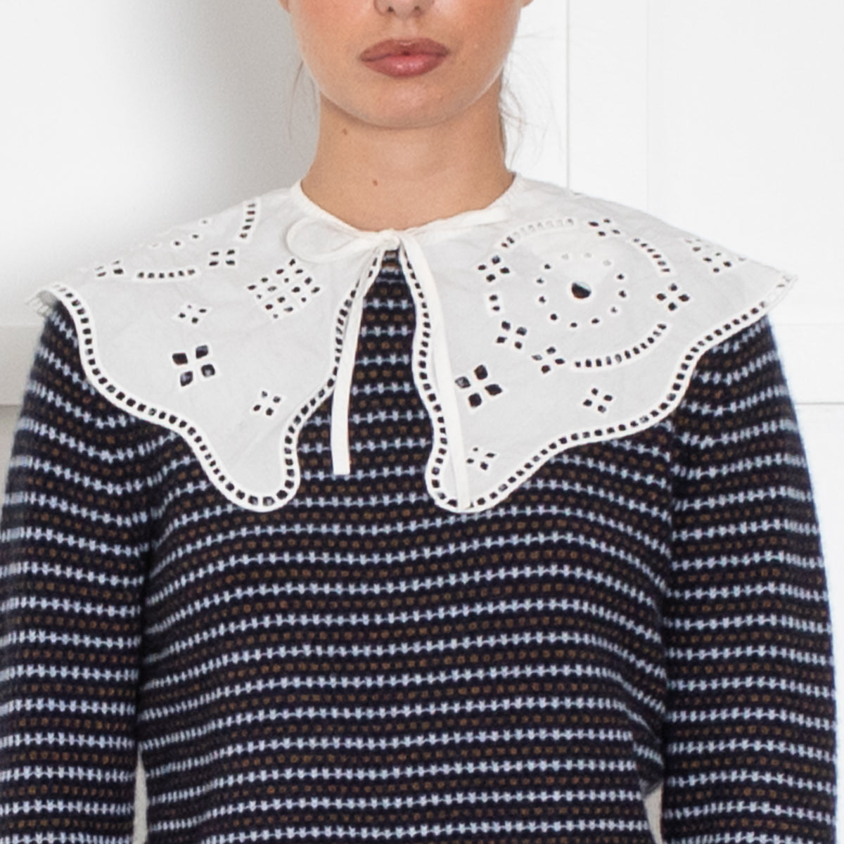 Ganni White Frill Collar With Ties