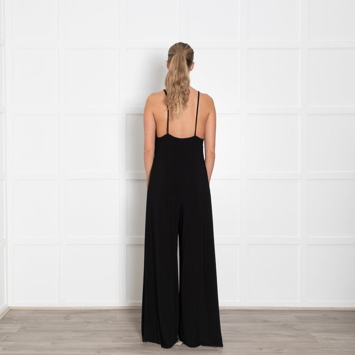 Norma Kamali Black Jersey Strappy Jumpsuit