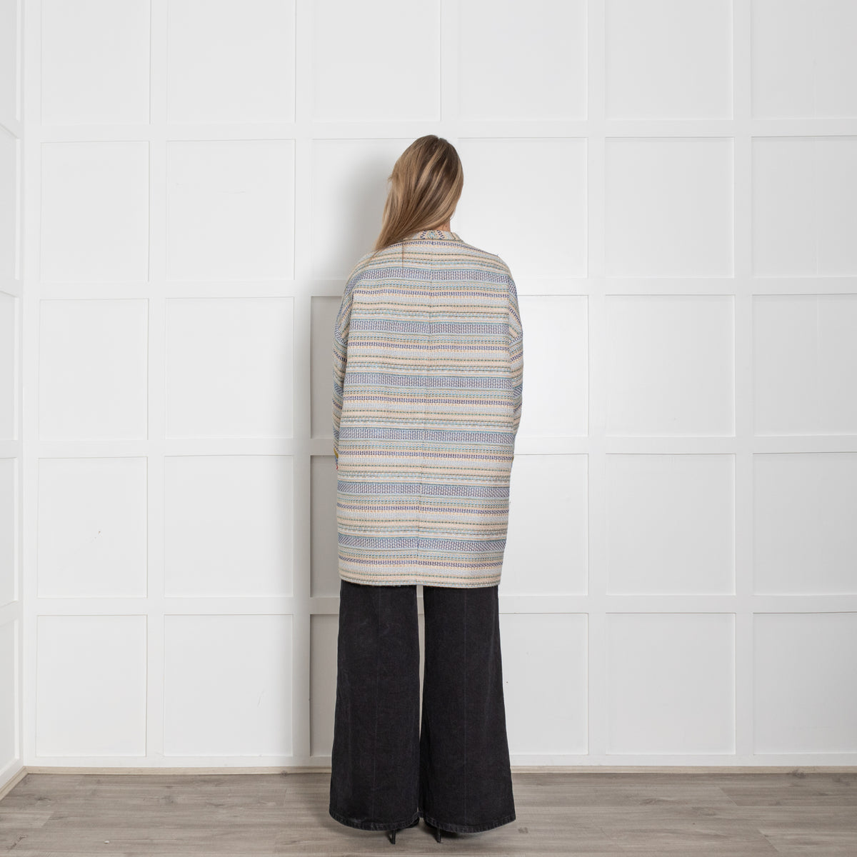 Weekend Max Mara Multi Stripe Cotton Blend Coat