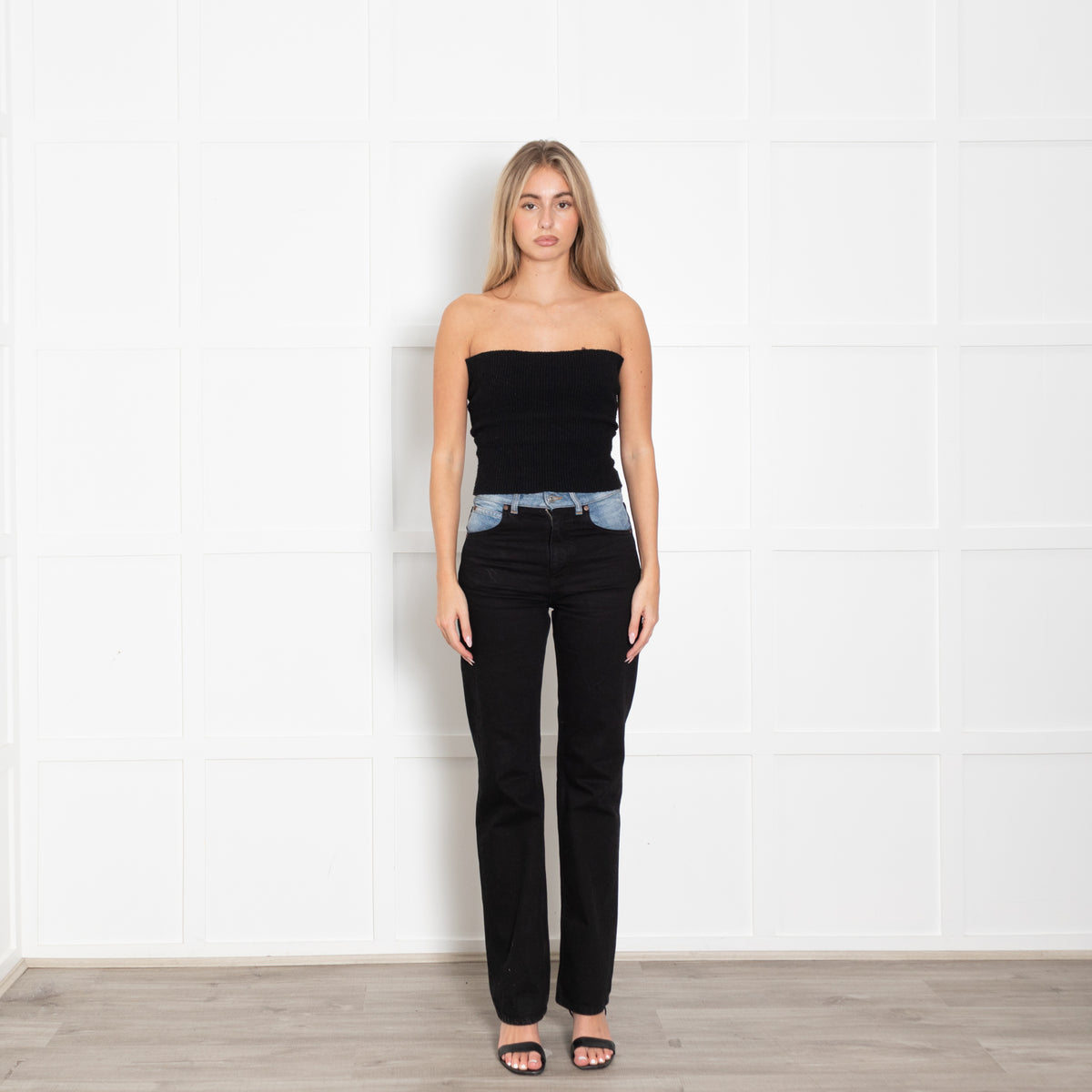 Victoria Beckham Julia High Rise Slim Leg Two Tone Jeans