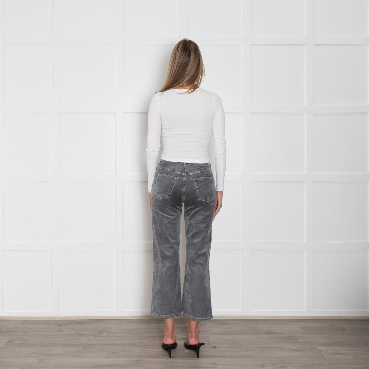 J Brand Grey Corduroy Straight Leg Trousers