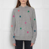 Wyse Grey Cashmere Hoodie with Multi Coloured Stars