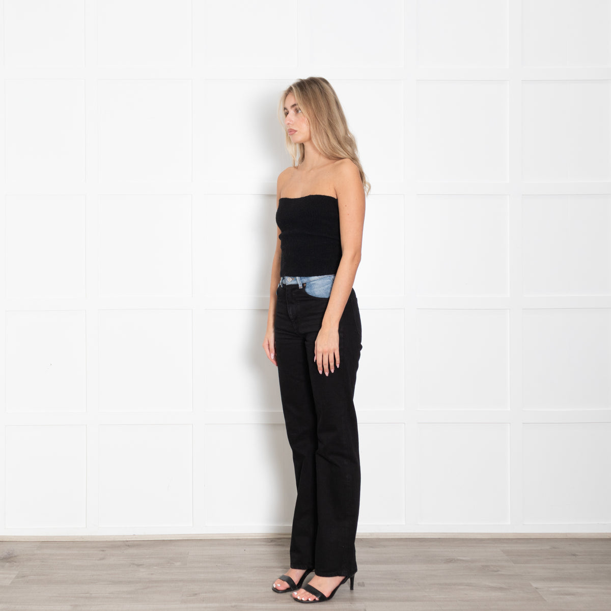 Victoria Beckham Julia High Rise Slim Leg Two Tone Jeans