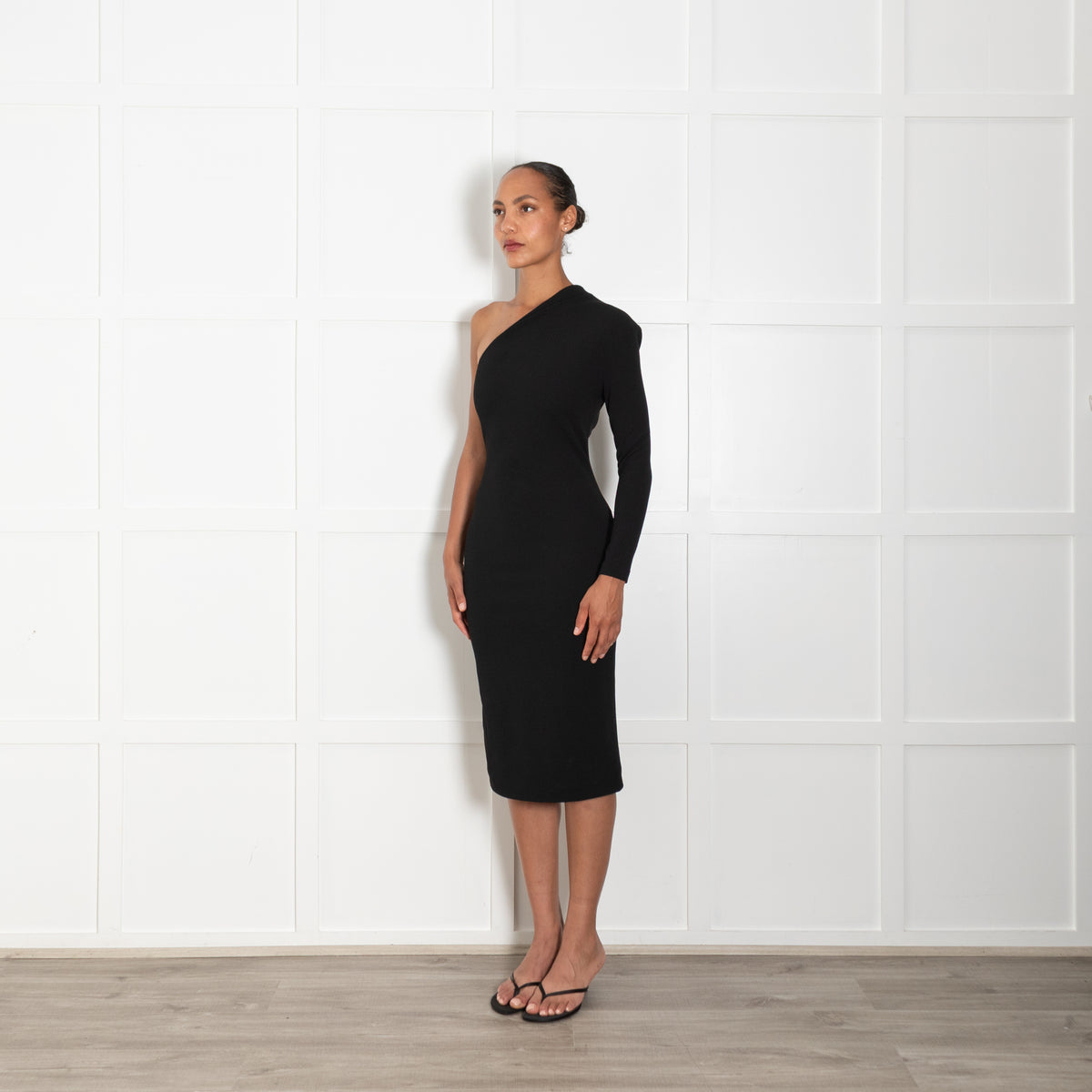 Solace London Black One Shoulder Dress
