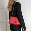 Chanel Red Leather City Rock Flap Shoulder Bag