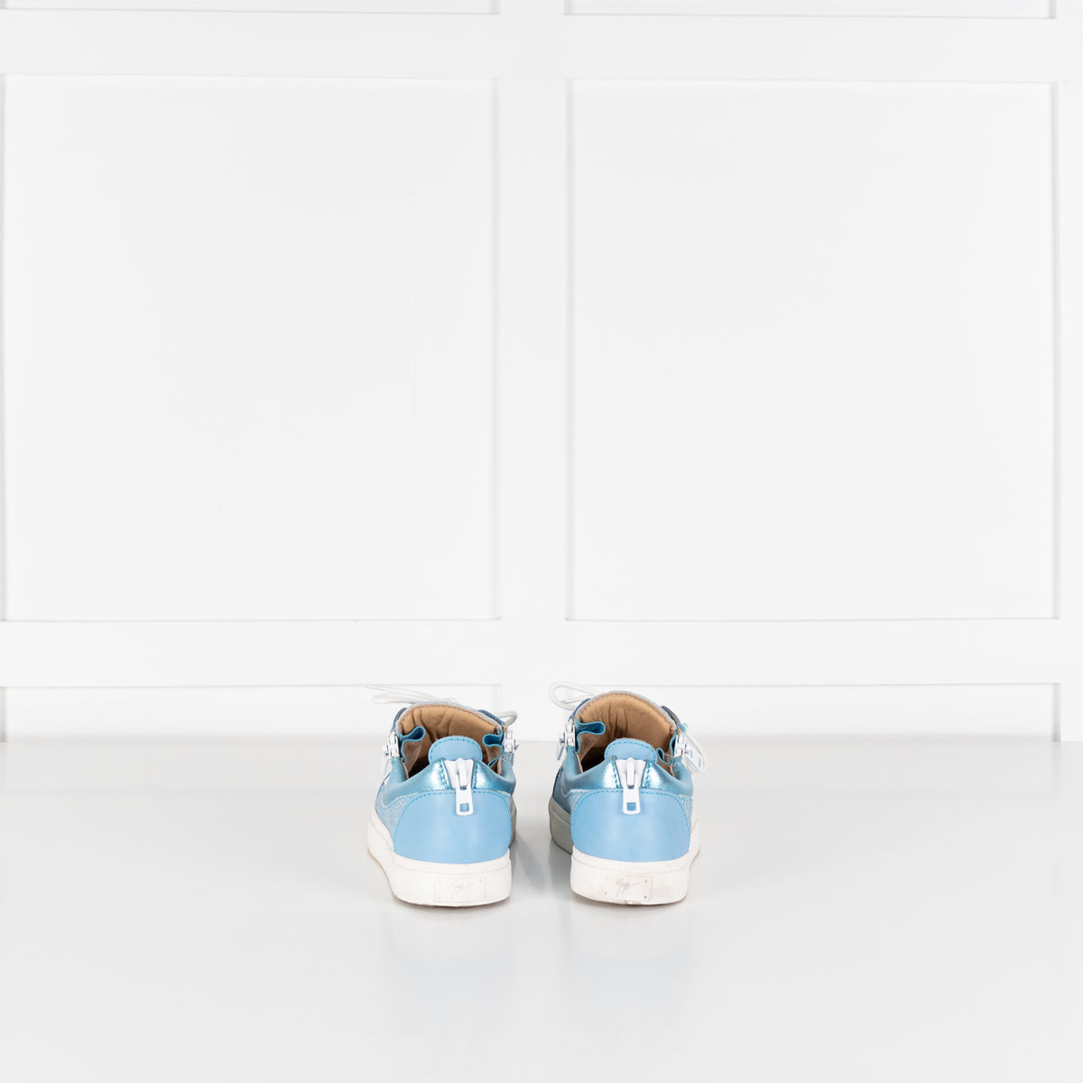Giuseppe Zanotti Blue White Snake Skin Trainers
