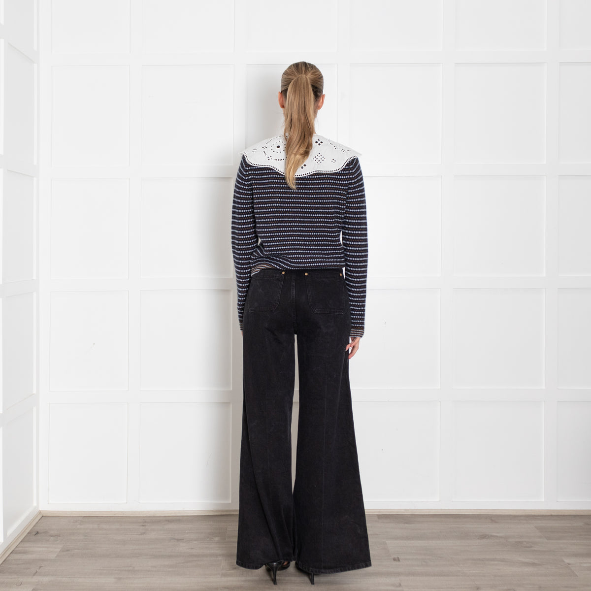 Ganni White Frill Collar With Ties