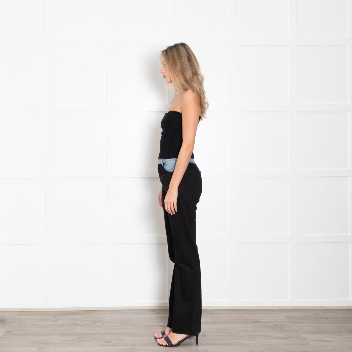 Victoria Beckham Julia High Rise Slim Leg Two Tone Jeans