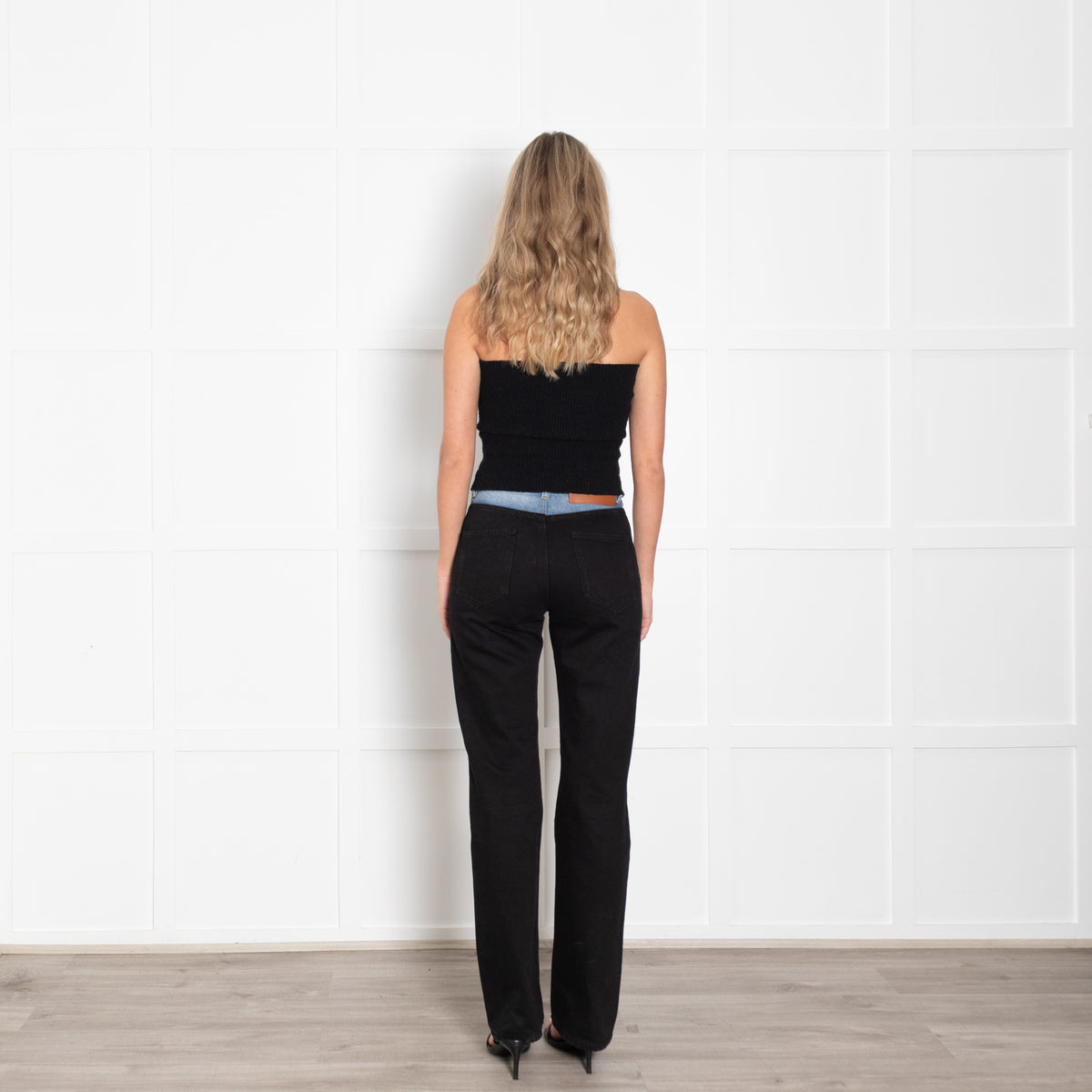 Victoria Beckham Julia High Rise Slim Leg Two Tone Jeans