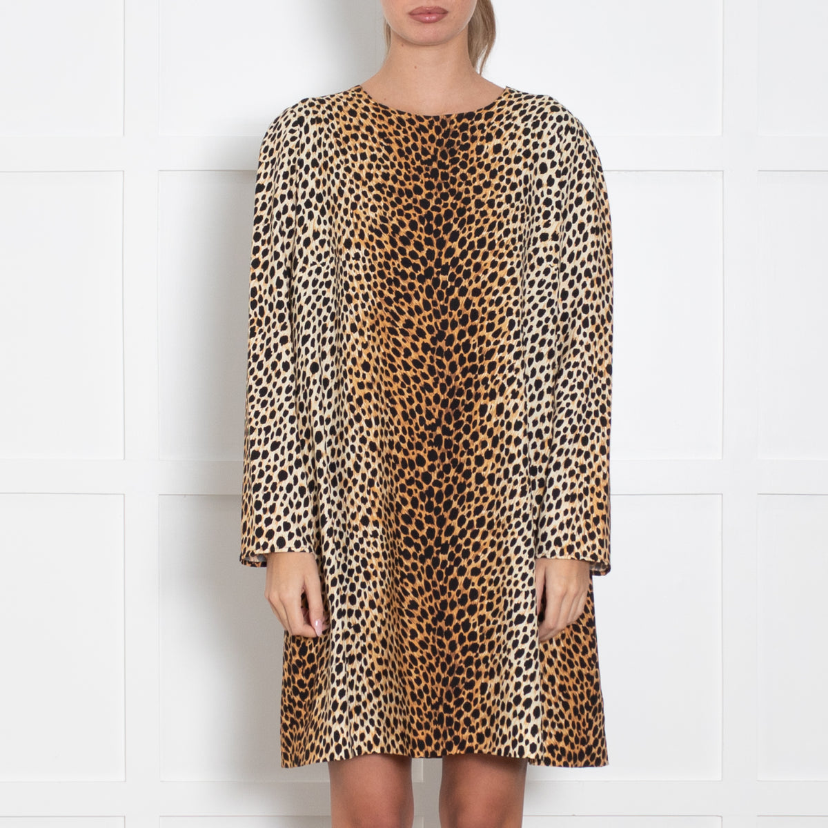 Dolce & Gabbana Tan Animal Print 3/4 Sleeve Tunic Dress