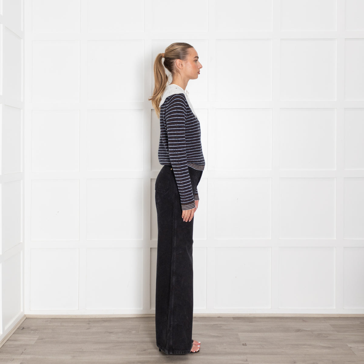 Ganni White Frill Collar With Ties