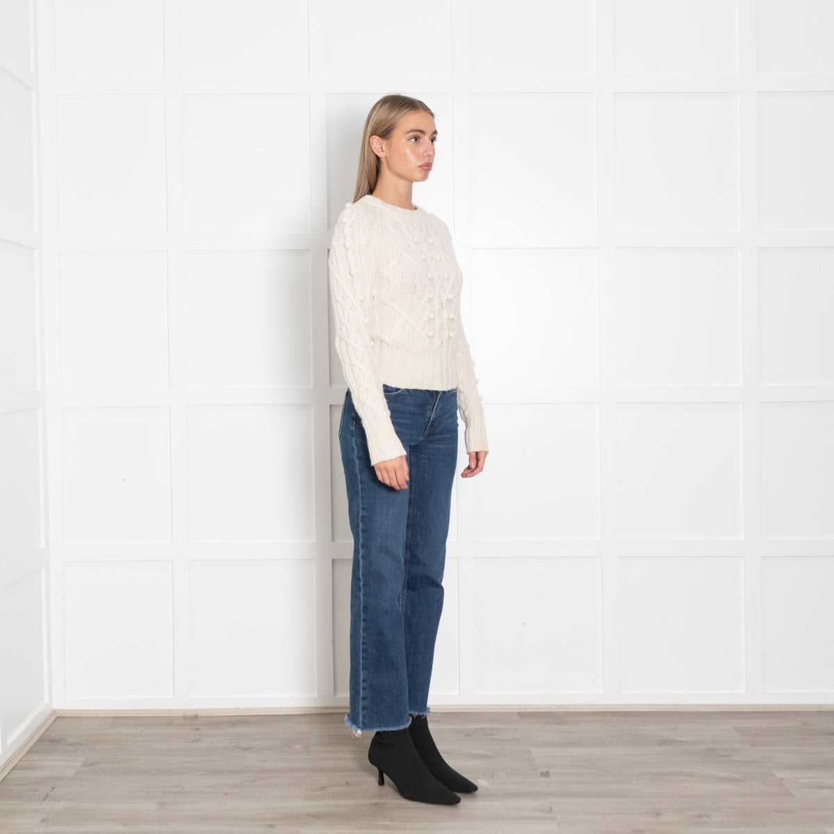 Autumn Cashmere Cream Cable Knit Short Jumper
