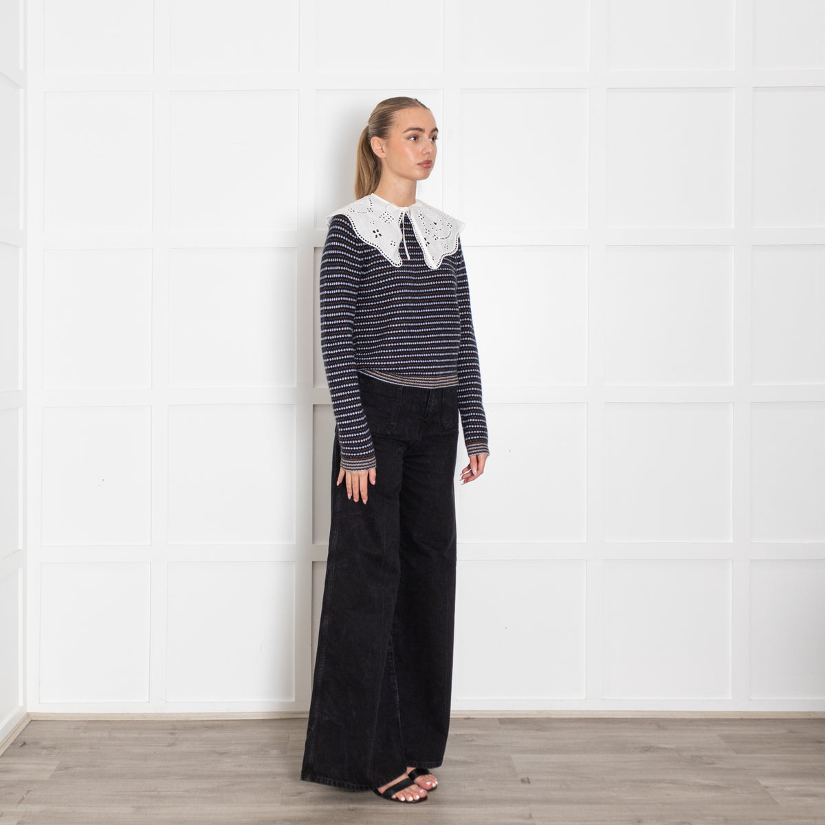 Ganni White Frill Collar With Ties