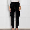 Me+Em Black Velvet Side Pocket Drawstring Waist Joggers