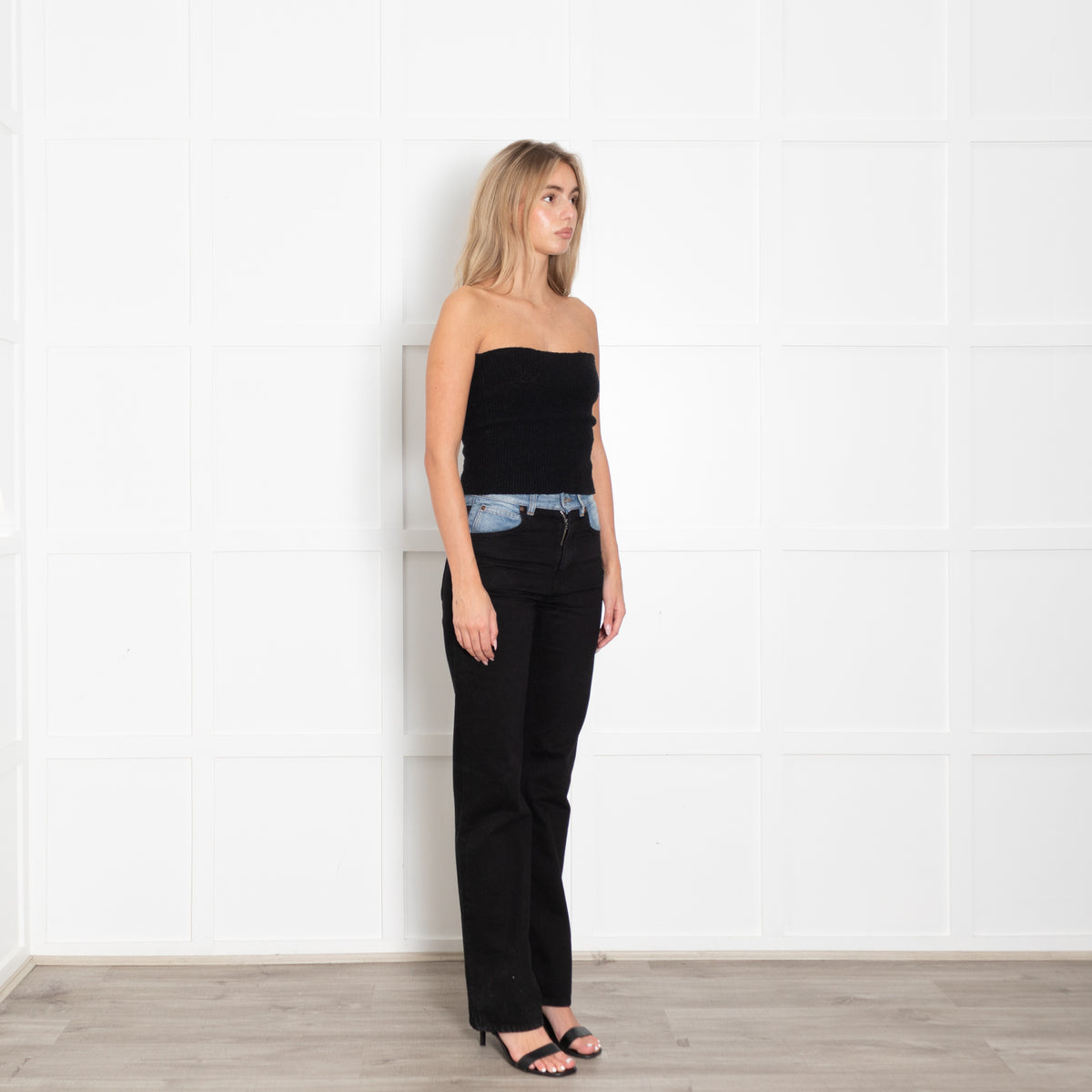 Victoria Beckham Julia High Rise Slim Leg Two Tone Jeans