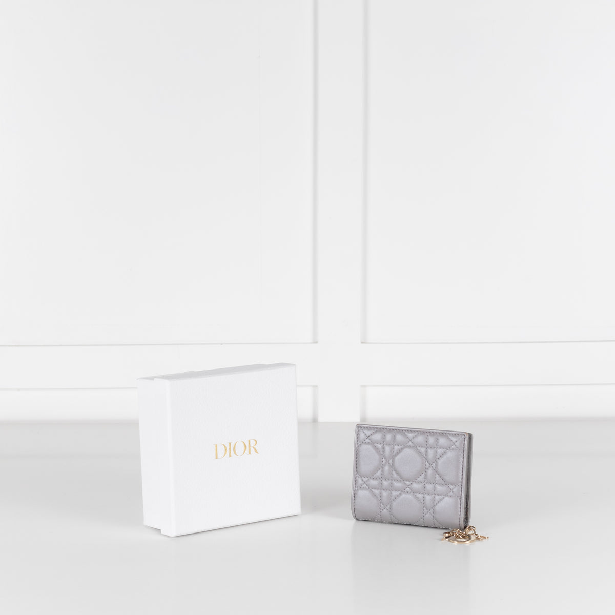 Christian Dior Silver Cannage Fold Wallet