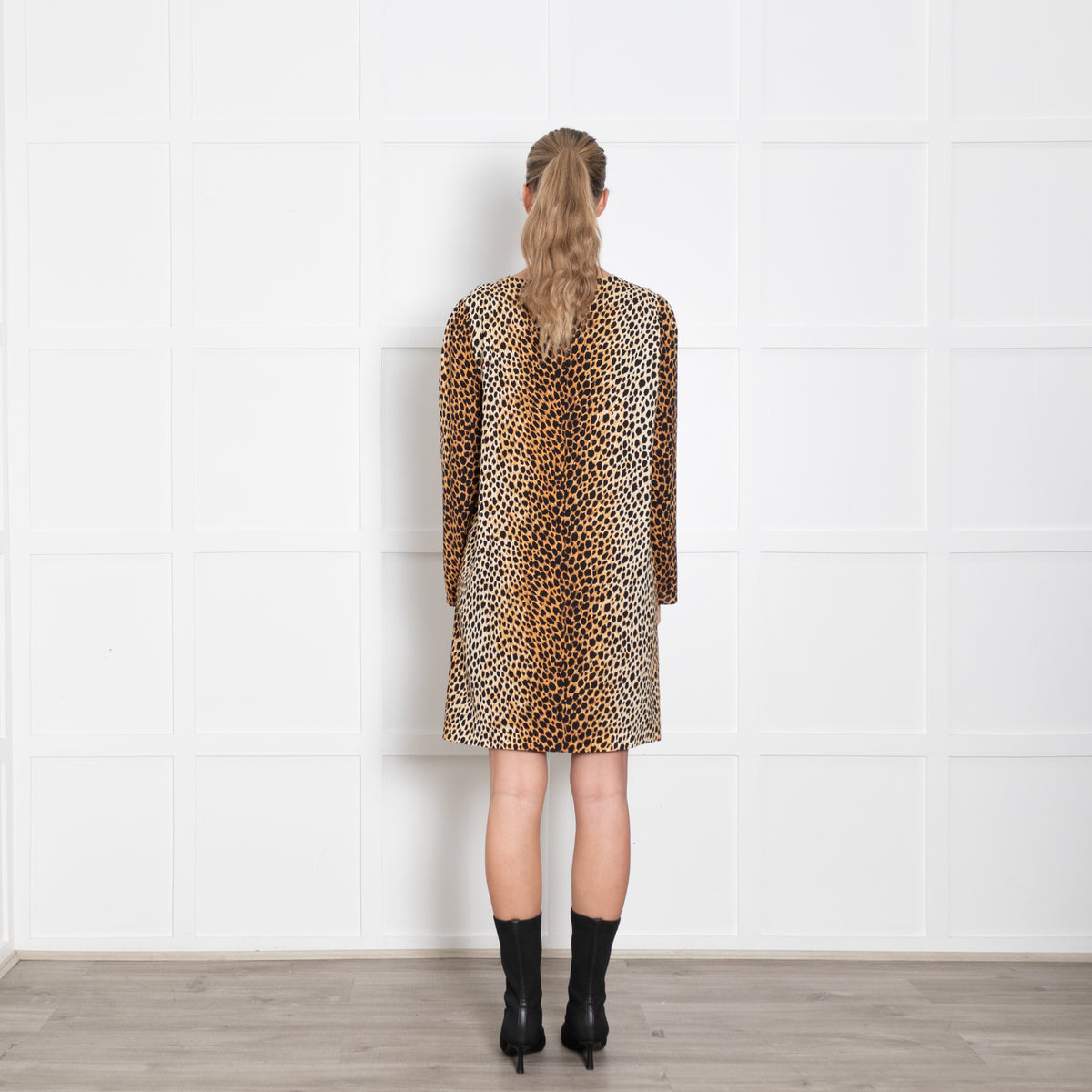 Dolce & Gabbana Tan Animal Print 3/4 Sleeve Tunic Dress