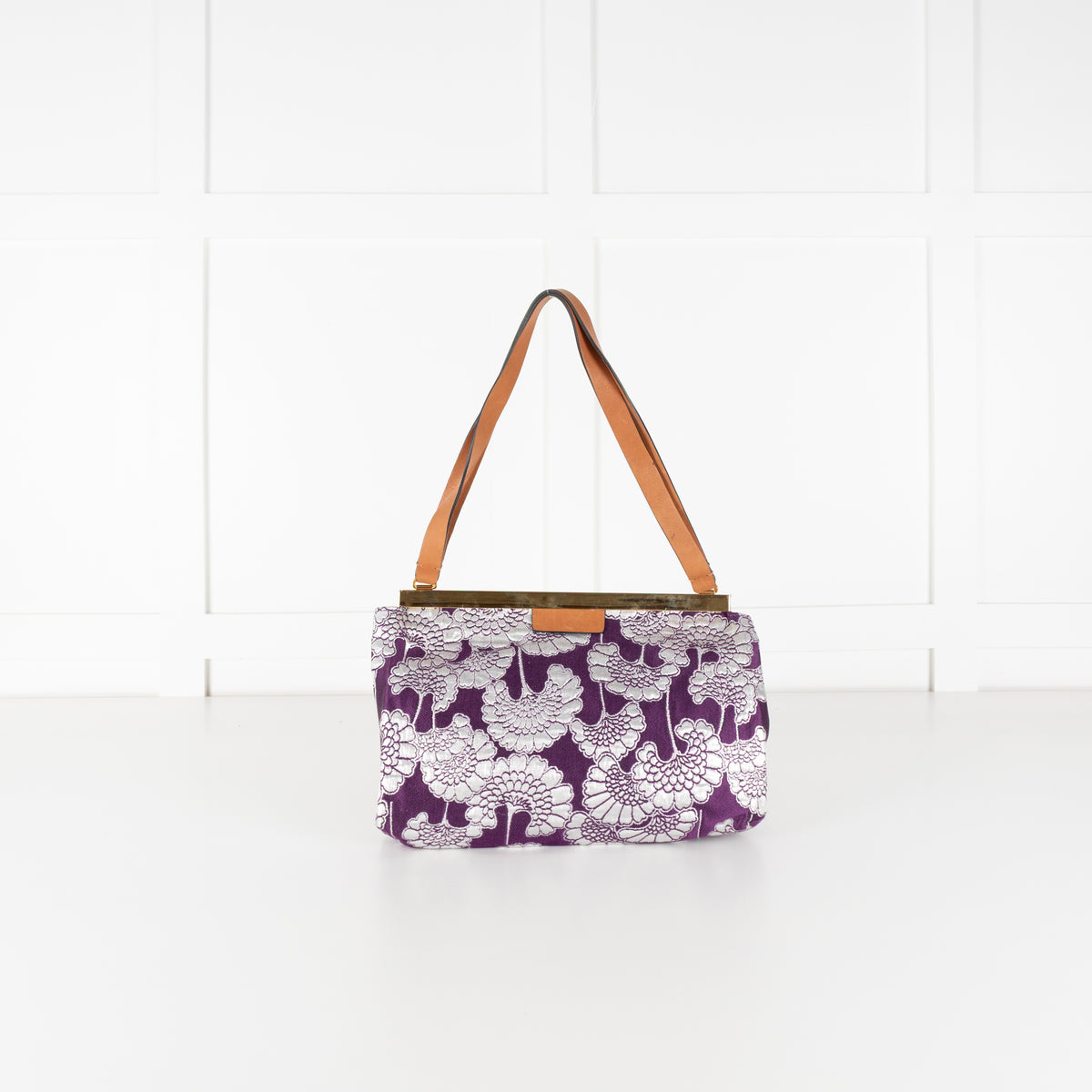 Marni Floral Jacquard Framed Purple Shoulder Bag