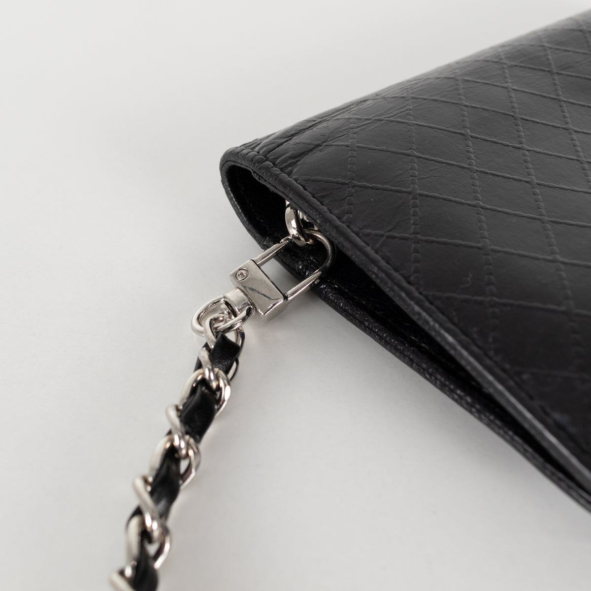 Chanel Black Embossed Wallet On Chain
