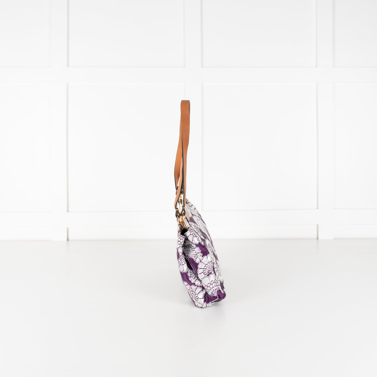 Marni Floral Jacquard Framed Purple Shoulder Bag