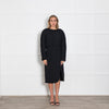 Dries Van Noten Black Dress with Exaggerated Pipe Trim