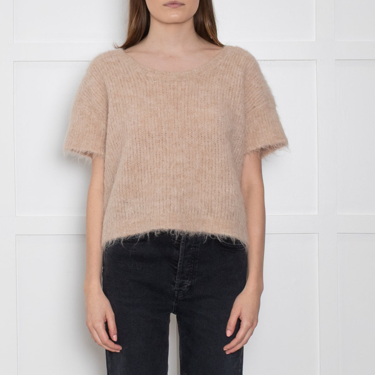 American Vintage Beige Alpaca Short Sleeve Jumper